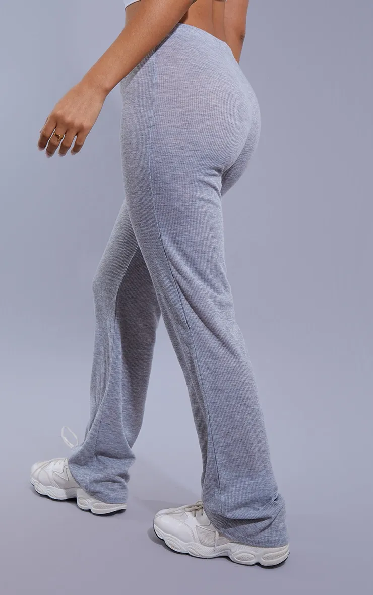 Petite Pantalon taille haute côtelé gris clair