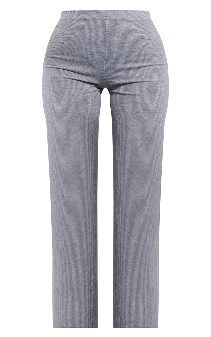 Petite Pantalon taille haute côtelé gris clair