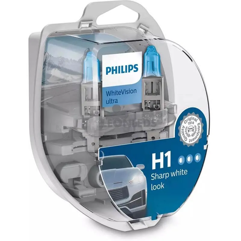 Philips H1 Whitevision Ultra lumière blanche Philips | LeonLeds.com