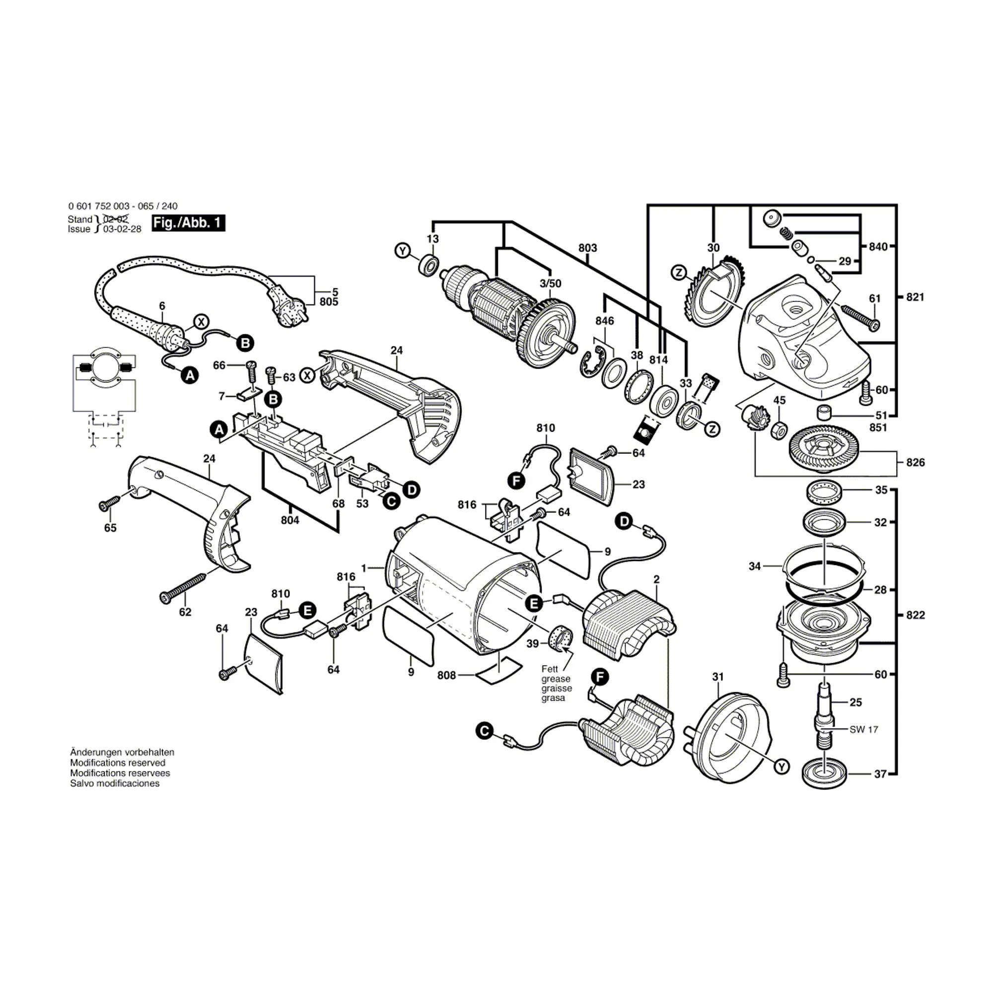Pièces détachées Meuleuse BOSCH GWS 20-230 0601752003