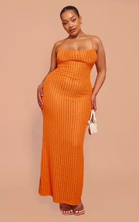 Plus Robe longue texturée orange à bretelles