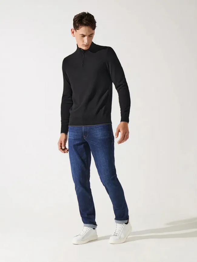 Pull col zippé camionneur bacary noir homme - Izac | wimod