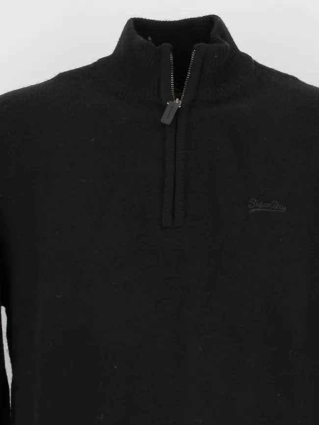 Pull col zippé en laine essential logo noir homme - Superdry | wimod