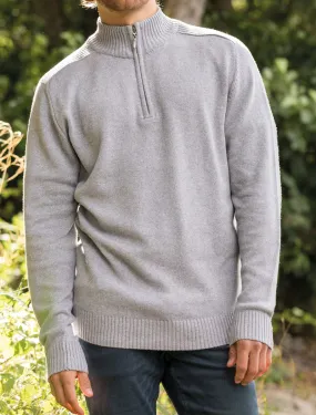 Pull col zippé homme - EA061 - gris clair chiné 