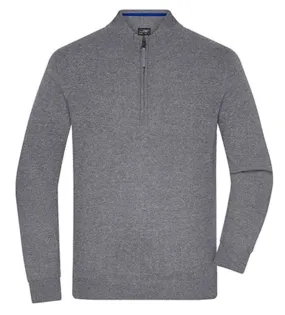 Pull col zippé - Homme - JN1324 - gris chiné 