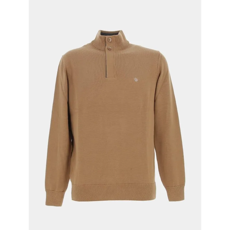 Pull col zippé knitwear beige homme - Petrol Industries | wimod