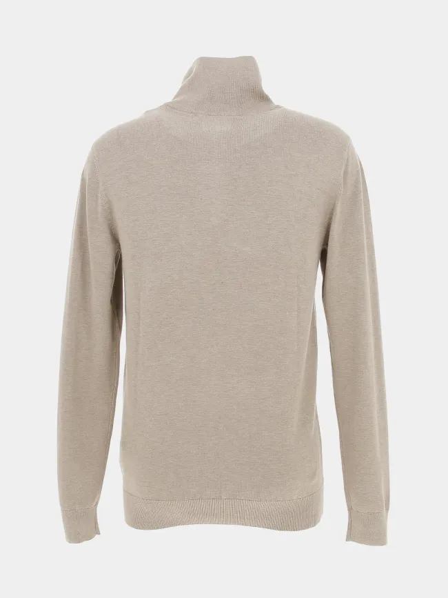 Pull col zippé knitwear beige homme - Petrol Industries | wimod