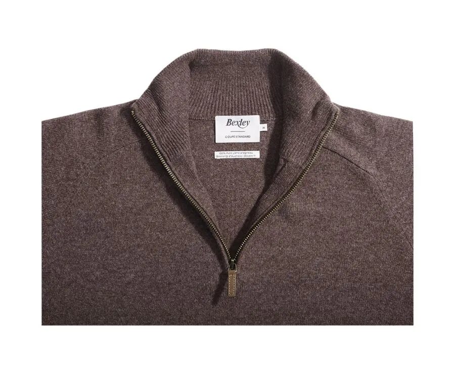 Pull homme laine col zippé Marron Brun Kenneth