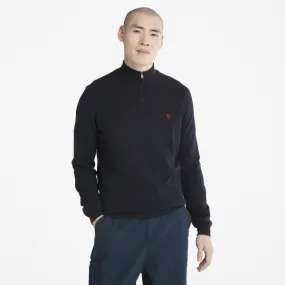 Pull à col zippé Cohas Brook pour homme en bleu marine