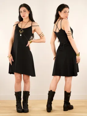 Robe courte à bretelles Alchemyü, Noir