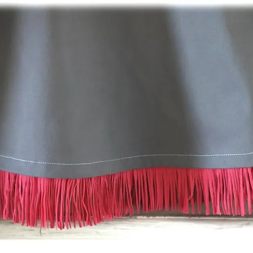 Robe à bretelles en coton gris/rose - 4 ans