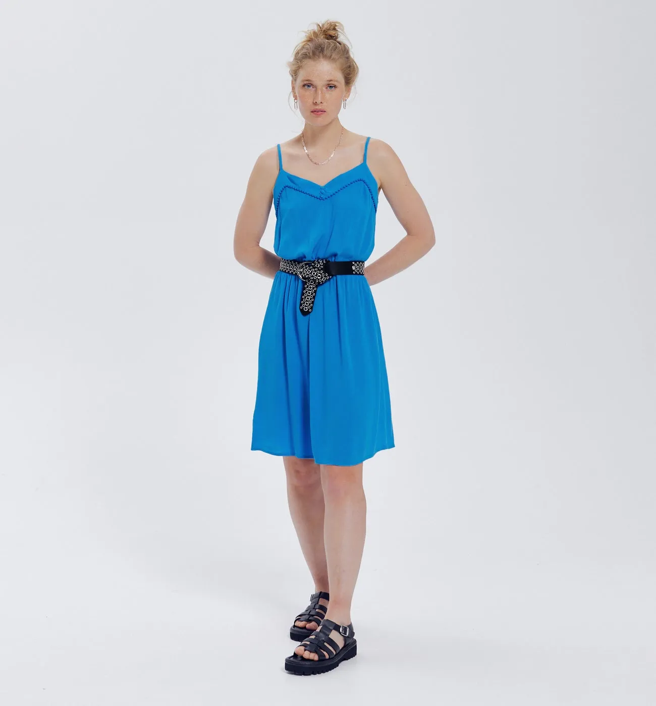 Robe à bretelles SUZANNE - Bleu Cobalt