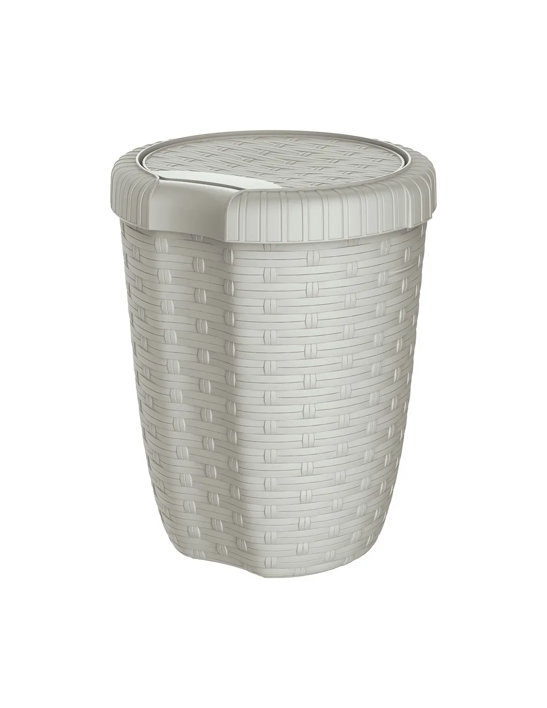Seau Avec Couvercle 8l. Ø23x H.29cm Couleur Crème Imitation Osier/Rotin Mondex