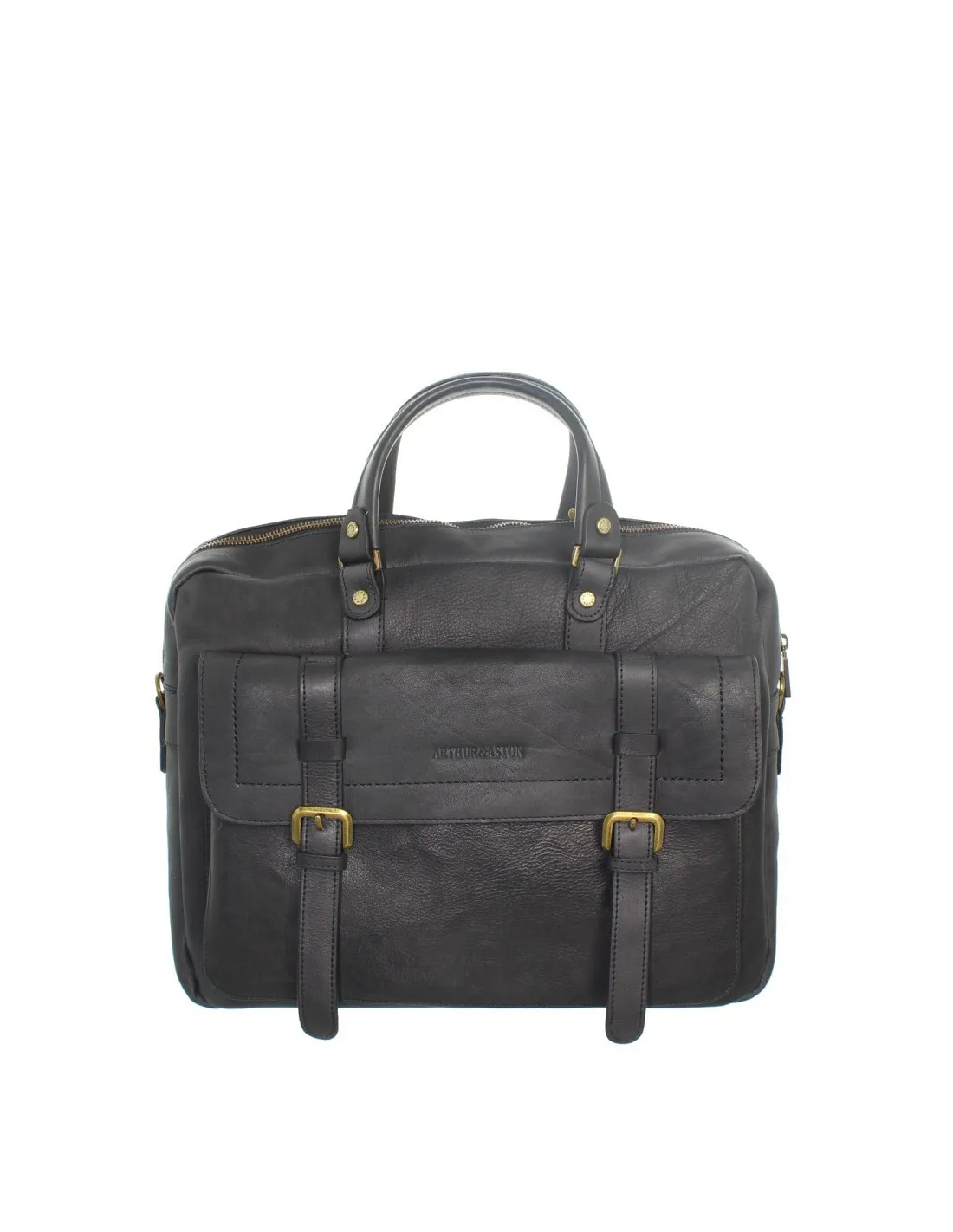 Serviette Arthur et Aston cuir ref_ast43693 A Noir 41*37*11