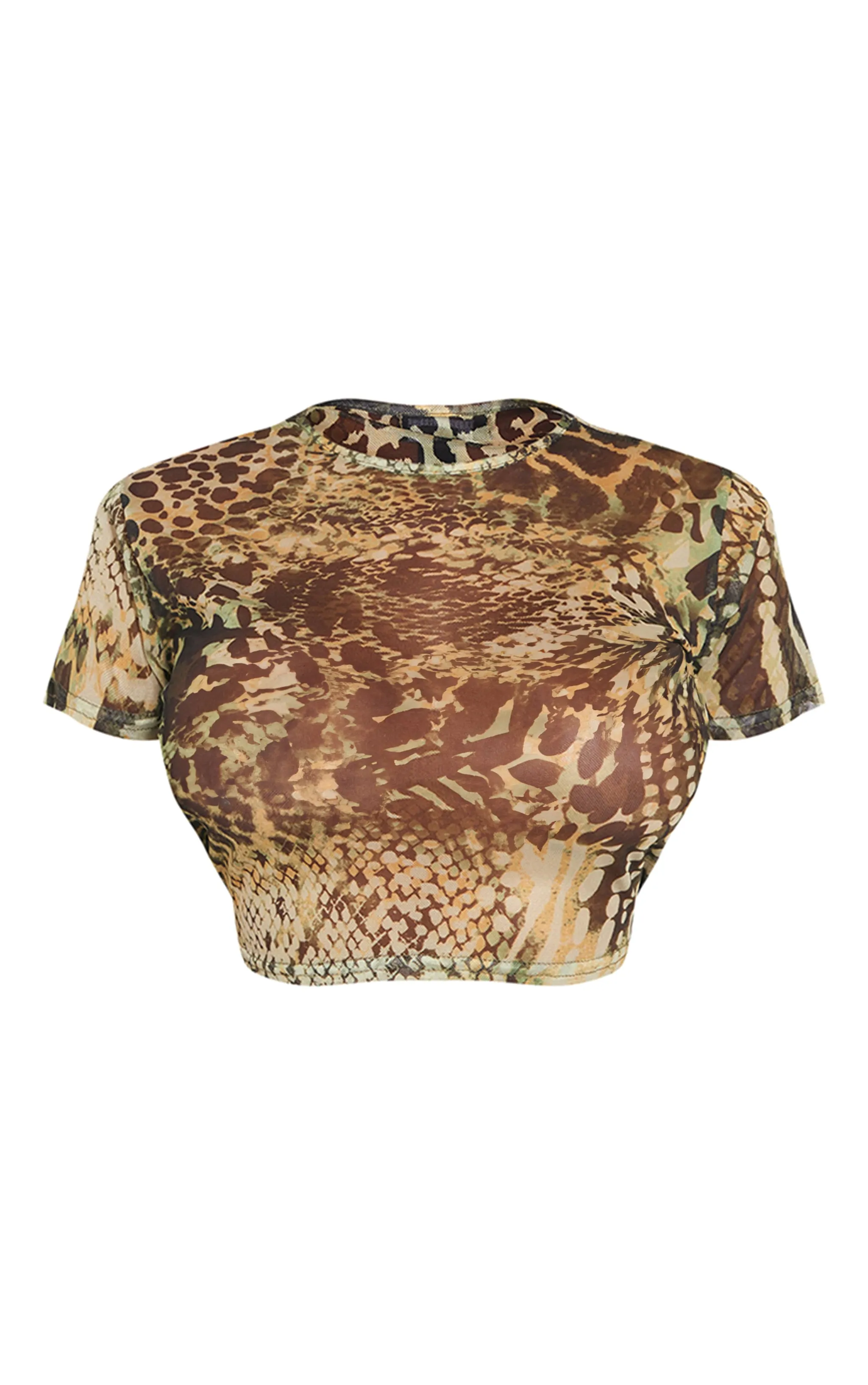 Shape T-shirt long en mesh vert imprimé animal