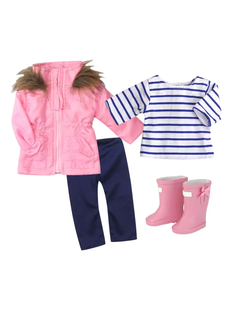 Sophia's - 18" Poupee - Parka, Leggings, Stripe T & Wellies - Rose clair - N/A