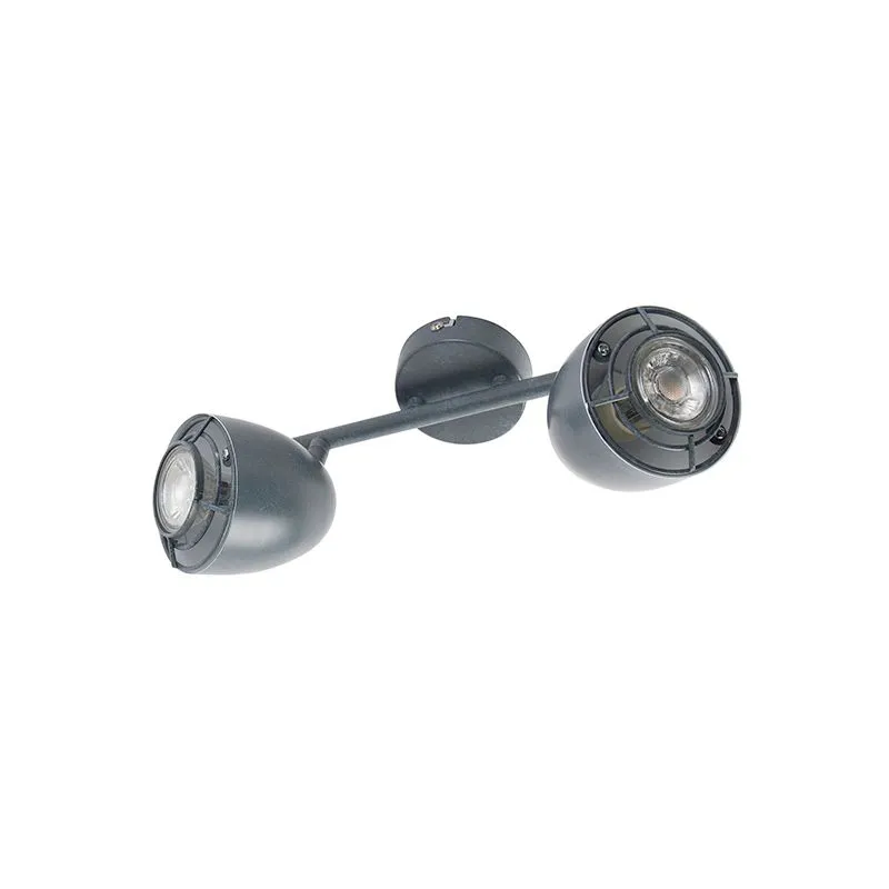 Spot de plafond gris pivotant et inclinable à 2 lumières - Plan