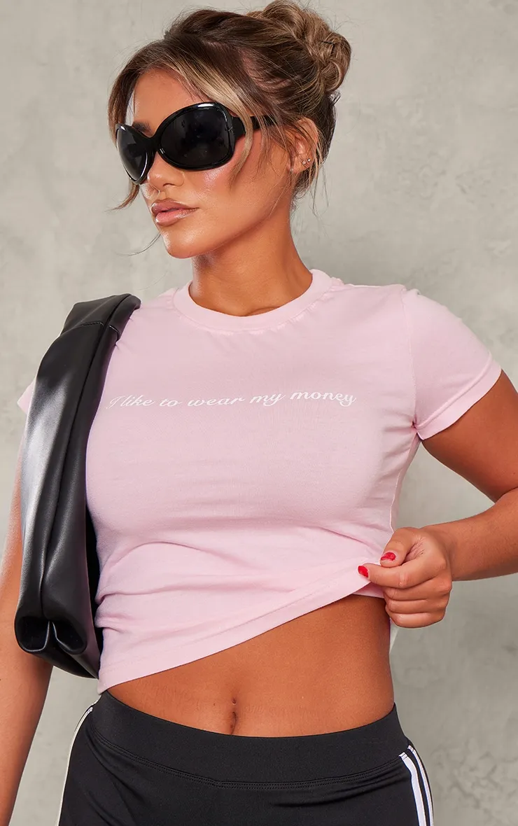 T-shirt ajusté rose tendre à manches courtes et imprimé Money