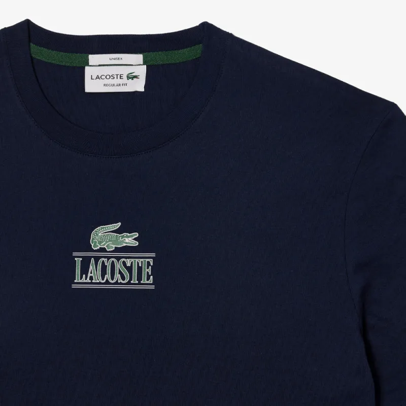 T-SHIRT UNISEXE LACOSTE REGULAR FIT À IMPRIMÉ BLEU MARINE