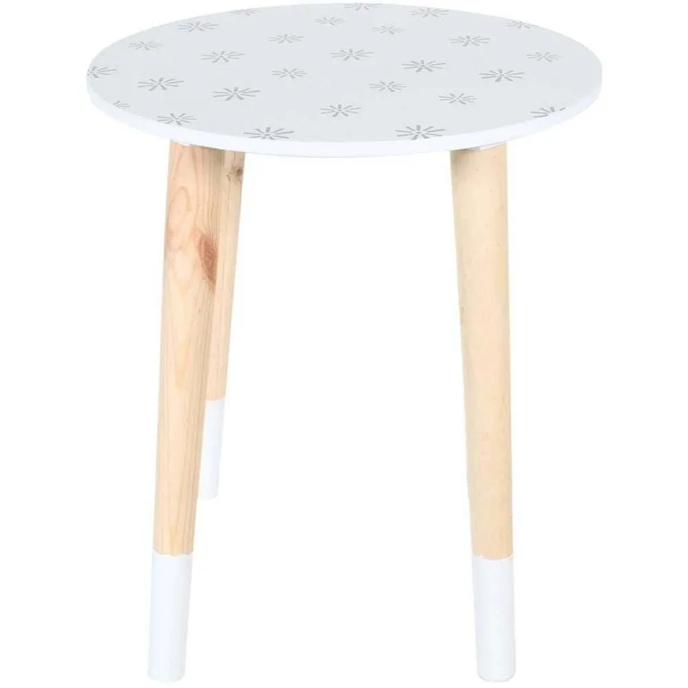 Tables gigognes en mdf blanc et bois motif fleurs