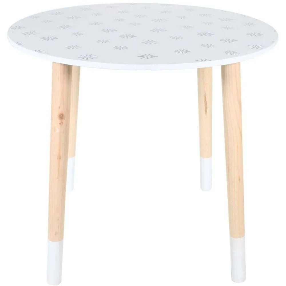 Tables gigognes en mdf blanc et bois motif fleurs