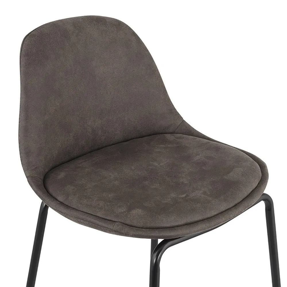 Tabouret snack mi-h 'giron mini' en microfibre gris foncé et pied en métal noir