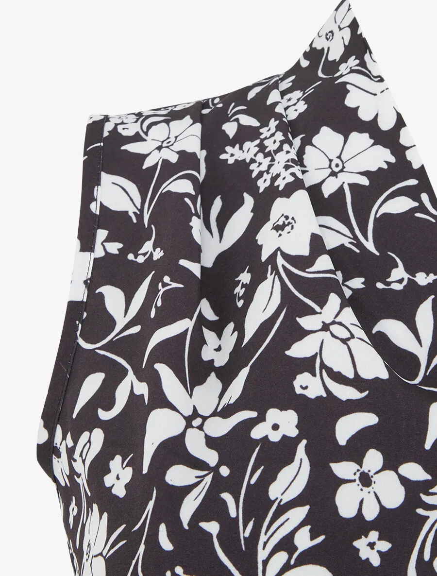 Top sans manches imprimé fleuri - Noir