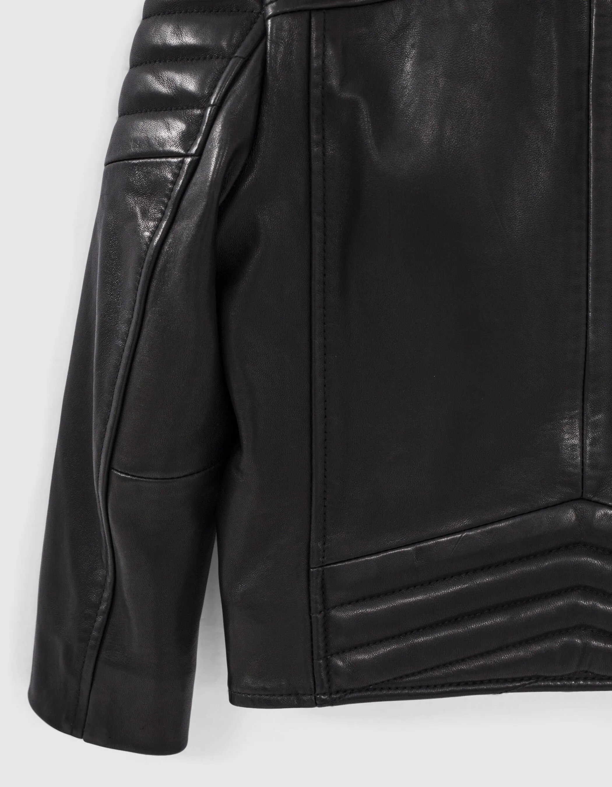 Veste 1440 Leather story en cuir noir matelassé garçon