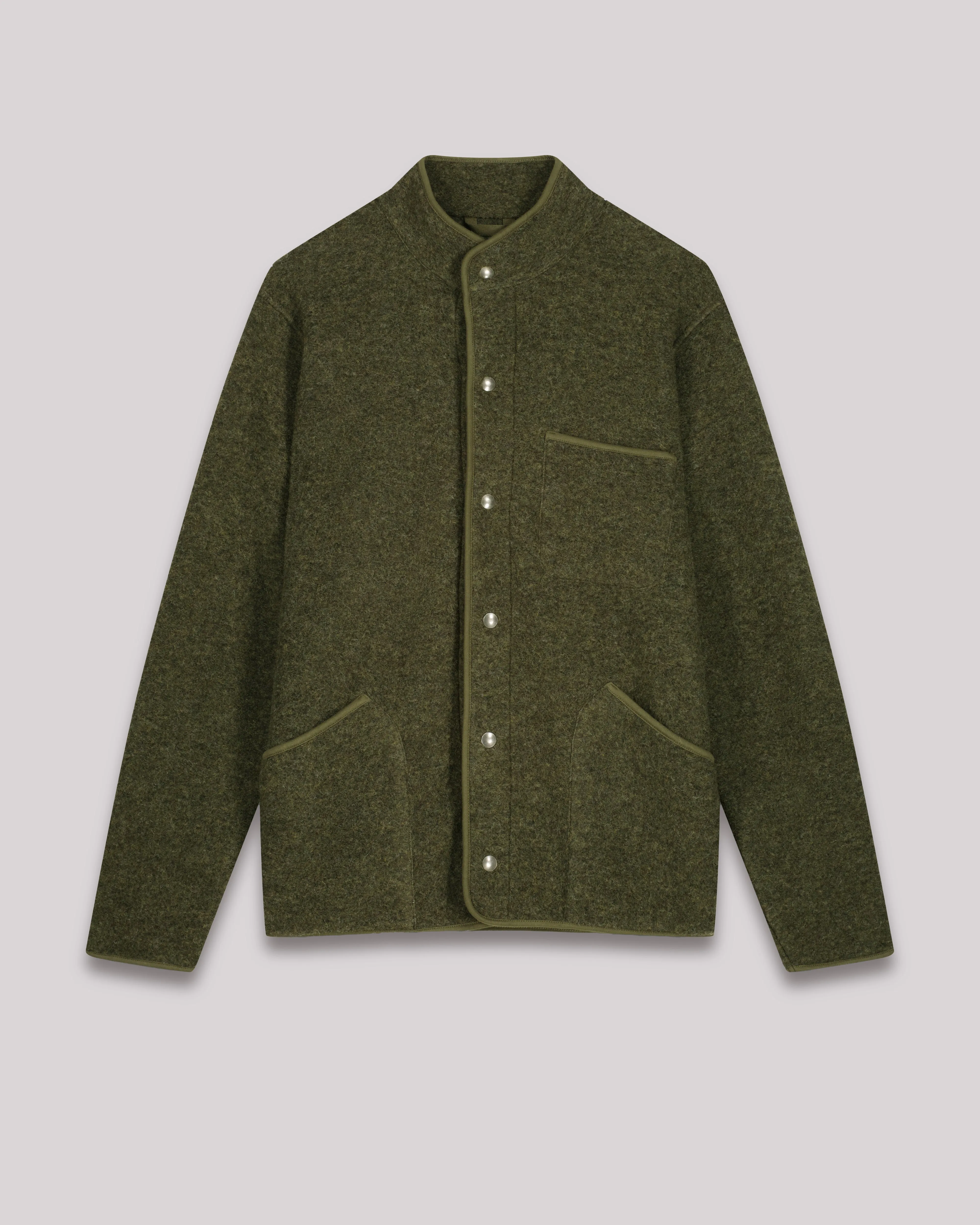 Veste Homme en laine bouillie Vert Militaire Jason
