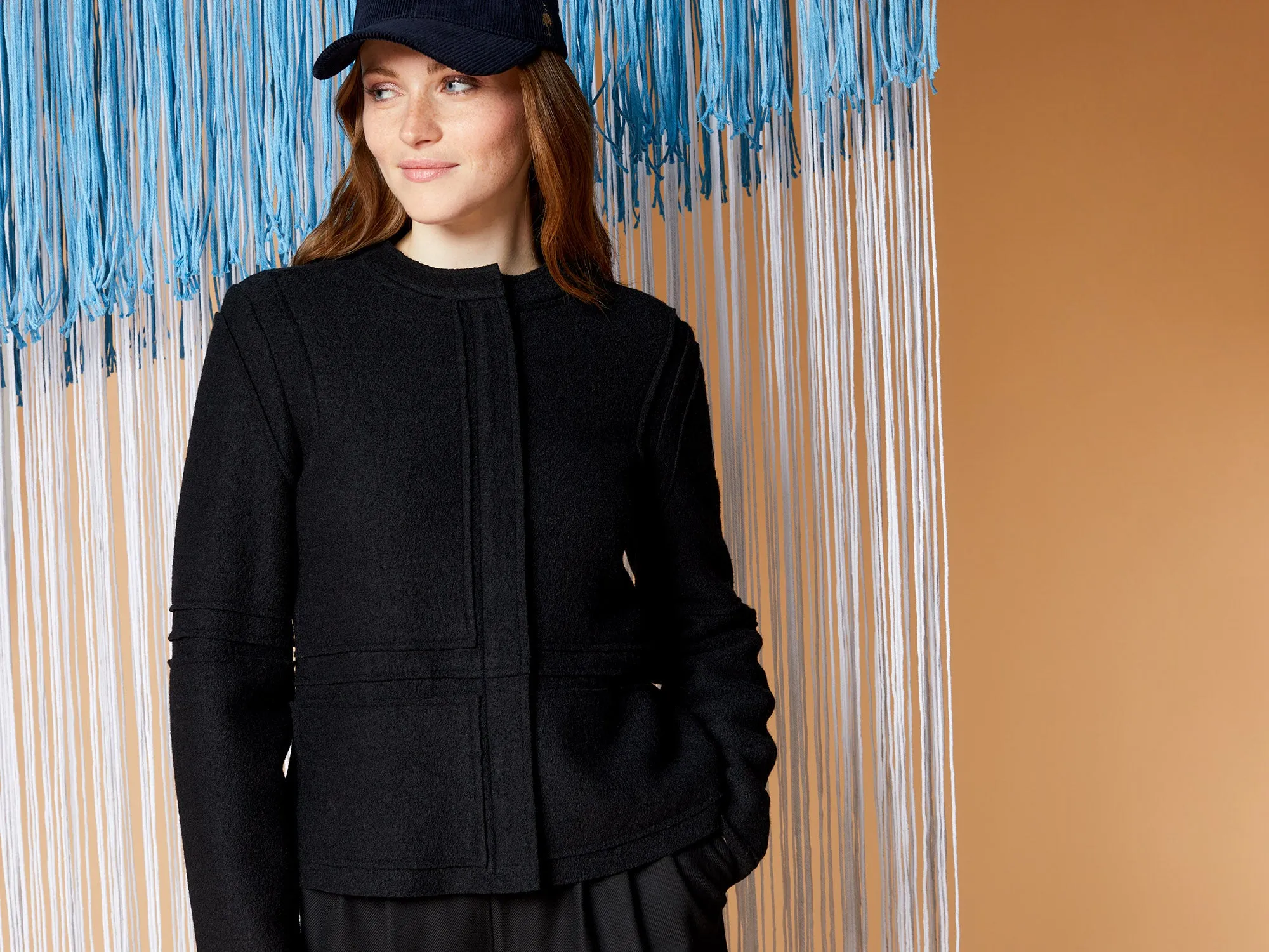 VIENNE - Veste noire en laine bouillie